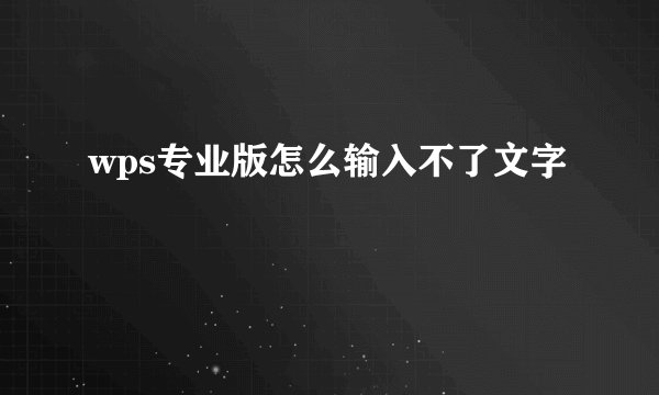 wps专业版怎么输入不了文字