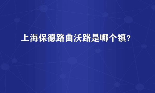 上海保德路曲沃路是哪个镇？