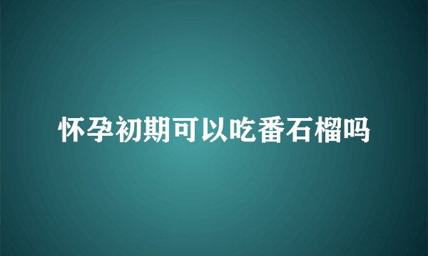怀孕初期可以吃番石榴吗