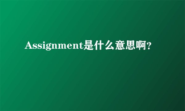 Assignment是什么意思啊？