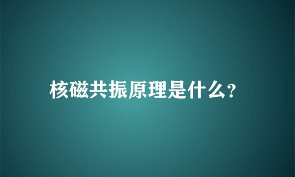 核磁共振原理是什么？