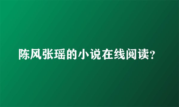 陈风张瑶的小说在线阅读？