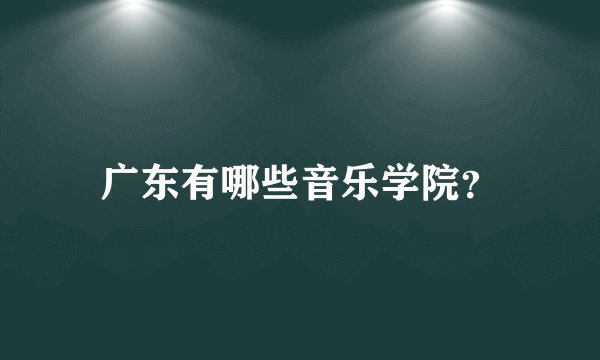 广东有哪些音乐学院？