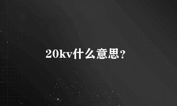 20kv什么意思？