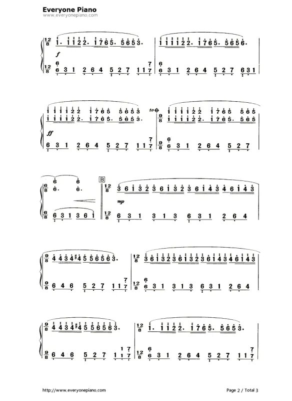 梦中的婚礼钢琴曲简谱，单手的，求急