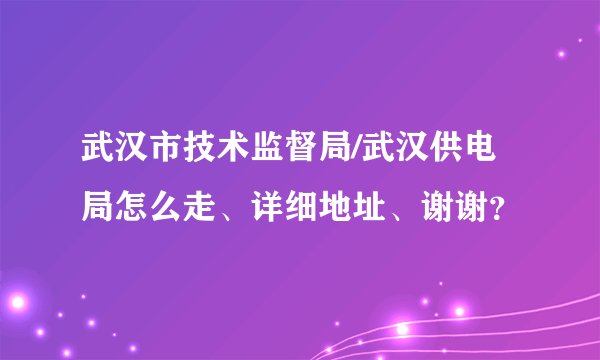 武汉市技术监督局/武汉供电局怎么走、详细地址、谢谢？