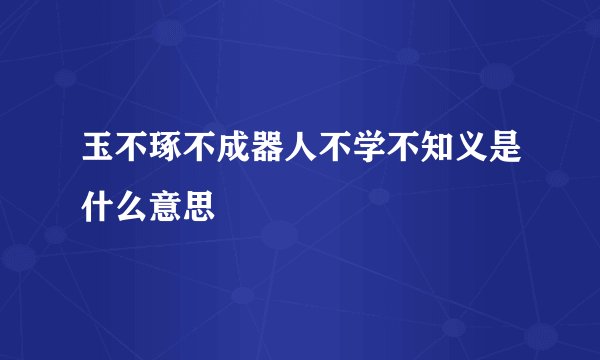 玉不琢不成器人不学不知义是什么意思