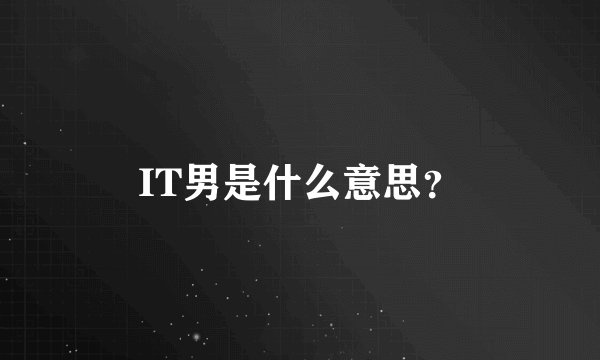 IT男是什么意思？