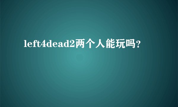 left4dead2两个人能玩吗？