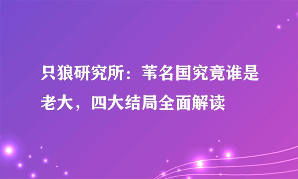 只狼研究所：苇名国究竟谁是老大，四大结局全面解读