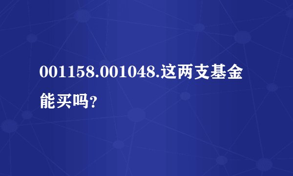 001158.001048.这两支基金能买吗？