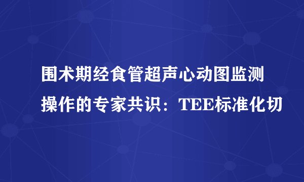 围术期经食管超声心动图监测操作的专家共识：TEE标准化切