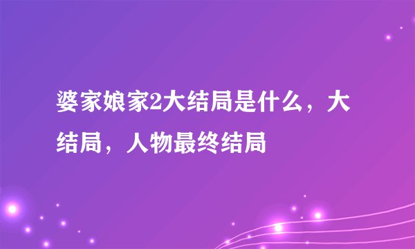 婆家娘家2大结局是什么，大结局，人物最终结局
