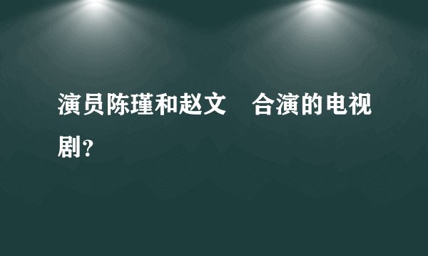 演员陈瑾和赵文瑄合演的电视剧？
