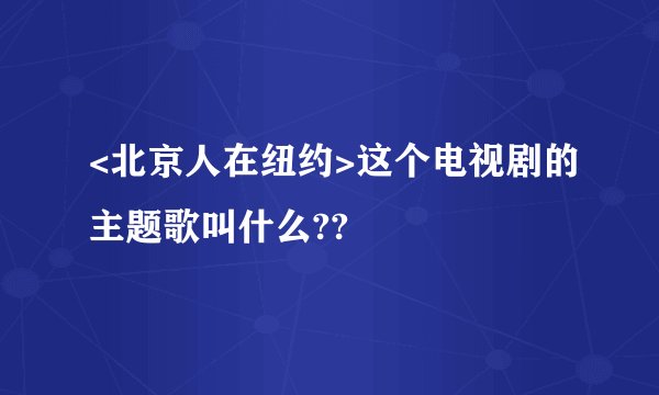 <北京人在纽约>这个电视剧的主题歌叫什么??