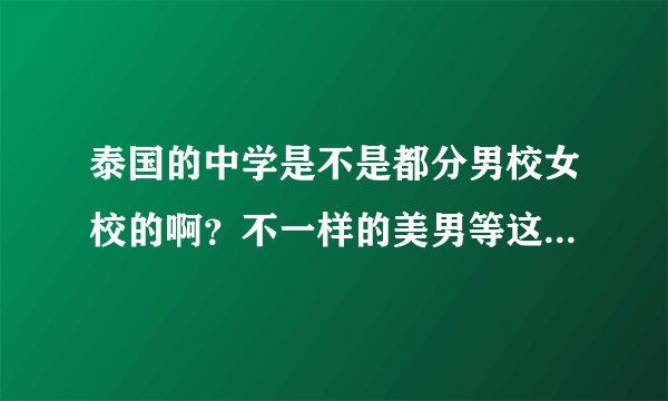 泰国的中学是不是都分男校女校的啊？不一样的美男等这类的泰剧让我有些迷惑，总是一个学校里全是男的要么