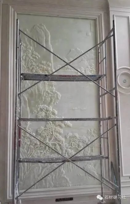 绝美玉石浮雕背景墙安装现场图集