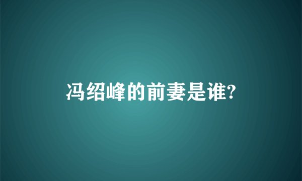冯绍峰的前妻是谁?