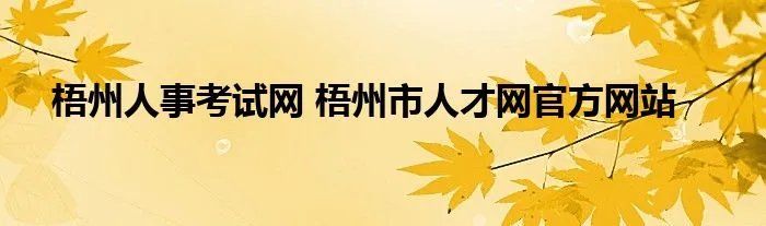 梧州人事考试网 梧州市人才网官方网站