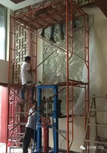 绝美玉石浮雕背景墙安装现场图集