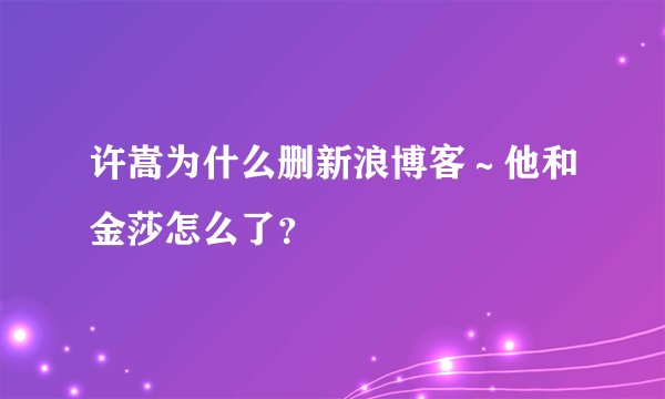 许嵩为什么删新浪博客～他和金莎怎么了？