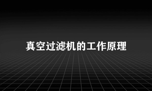 真空过滤机的工作原理
