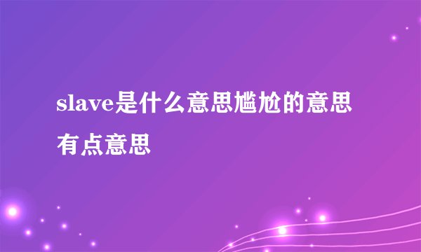 slave是什么意思尴尬的意思有点意思