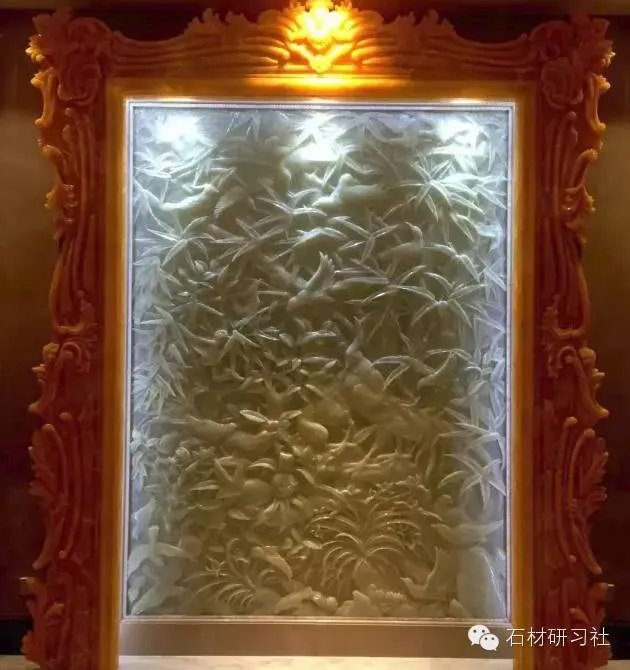 绝美玉石浮雕背景墙安装现场图集