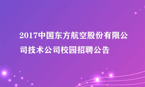 2017中国东方航空股份有限公司技术公司校园招聘公告