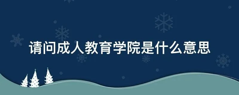 请问成人教育学院是什么意思