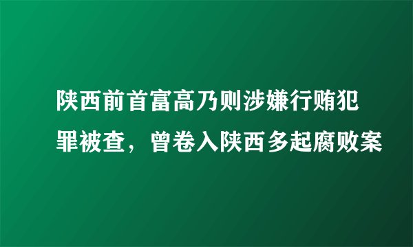 陕西前首富高乃则涉嫌行贿犯罪被查，曾卷入陕西多起腐败案