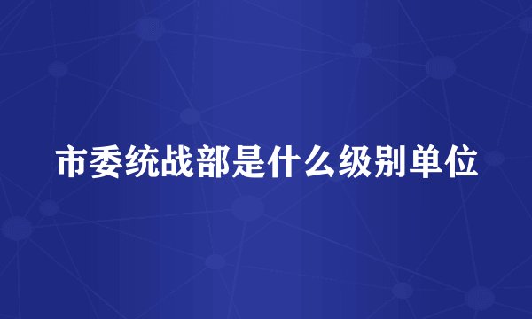 市委统战部是什么级别单位