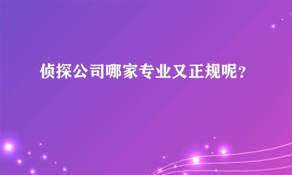 侦探公司哪家专业又正规呢？