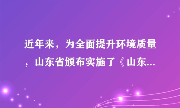 近年来，为全面提升环境质量，山东省颁布实施了《山东省地方环境标准》、《山东省南水北调工程沿线区域水污染防治条例》等一系列地方性法规，规范了涉及环境安全的各种行为；同时，在全省广泛开展环境道德的宣传教育，提高了人们遵守环境道德规范的自觉性。
(1)结合材料，概括说明山东省“全面提升环境质量”的做法给我们什么启示。
(2)作为公民，你认为怎样才能承担起保护环境的责任？