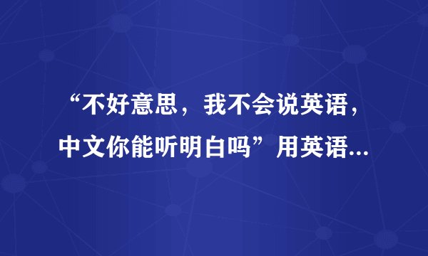 “不好意思，我不会说英语，中文你能听明白吗”用英语怎么翻译？