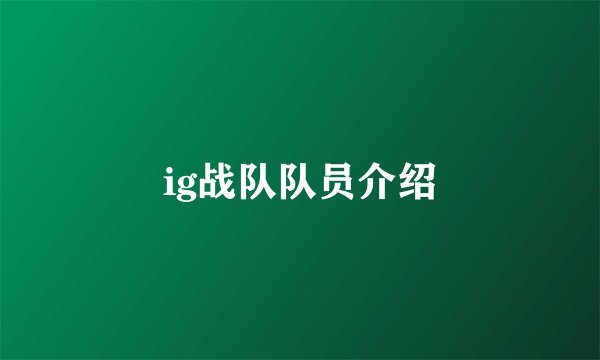 ig战队队员介绍