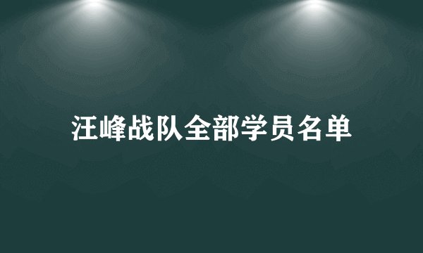 汪峰战队全部学员名单