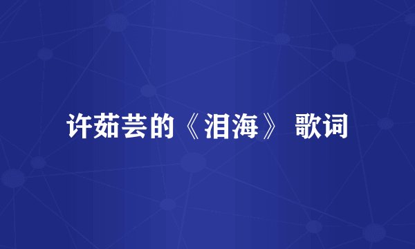 许茹芸的《泪海》 歌词
