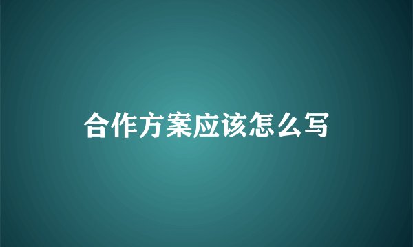 合作方案应该怎么写