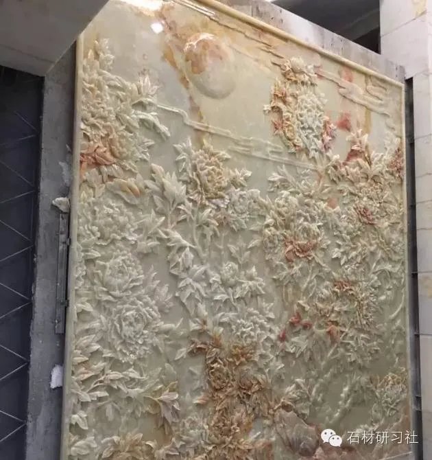 绝美玉石浮雕背景墙安装现场图集