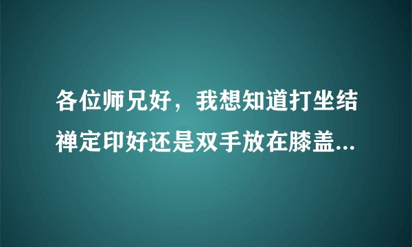 各位师兄好，我想知道打坐结禅定印好还是双手放在膝盖上好呢？感谢！
