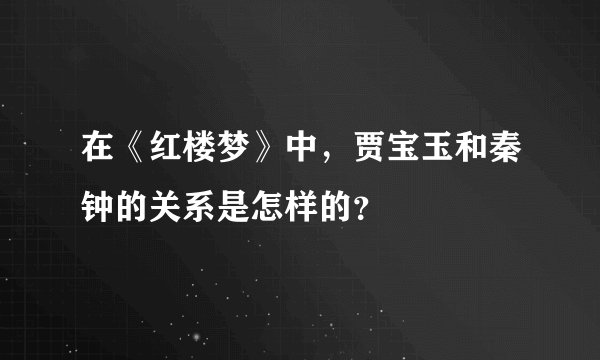 在《红楼梦》中，贾宝玉和秦钟的关系是怎样的？
