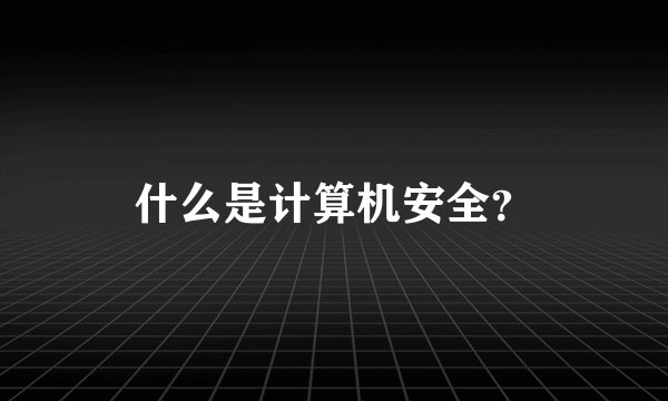 什么是计算机安全？