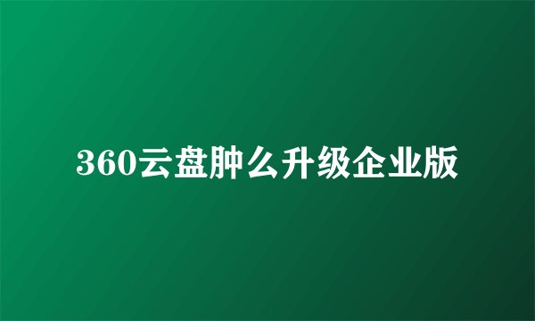 360云盘肿么升级企业版