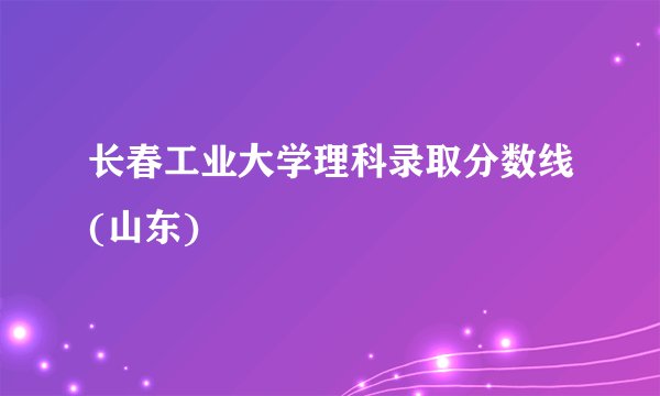 长春工业大学理科录取分数线(山东)