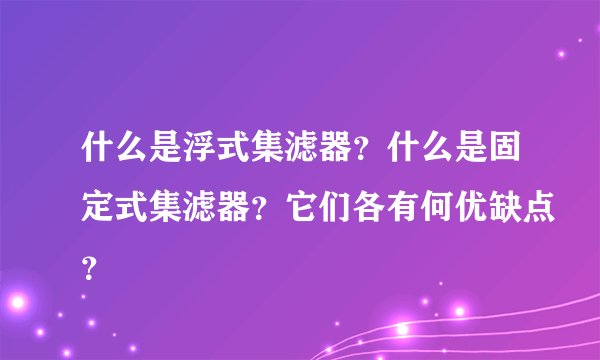 什么是浮式集滤器？什么是固定式集滤器？它们各有何优缺点？