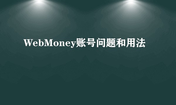 WebMoney账号问题和用法