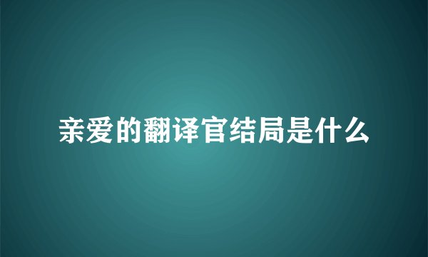 亲爱的翻译官结局是什么