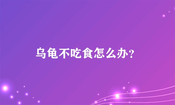 乌龟不吃食怎么办？
