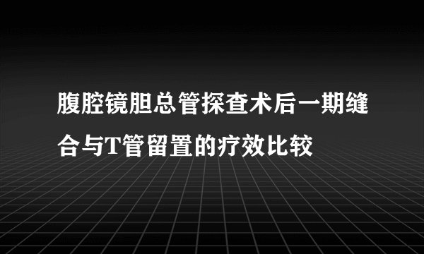腹腔镜胆总管探查术后一期缝合与T管留置的疗效比较